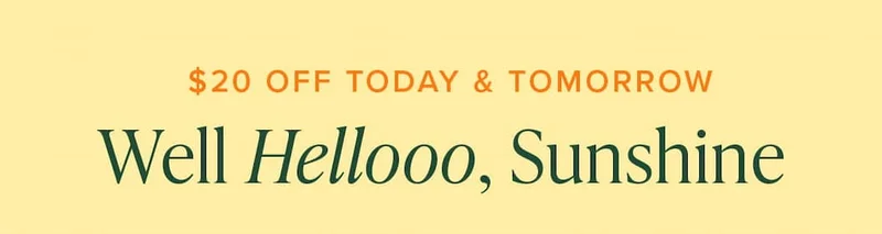 $20 Off Today & Tomorrow - Well Hellooo, Sunshine