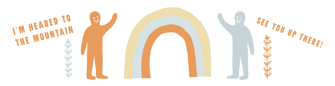 ILLUSTRATION: two figures and a rainbow