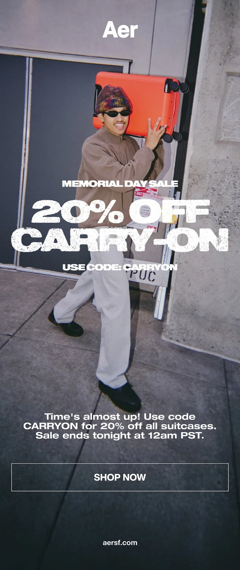 20% off the Aer Carry-On. Use code discount code.