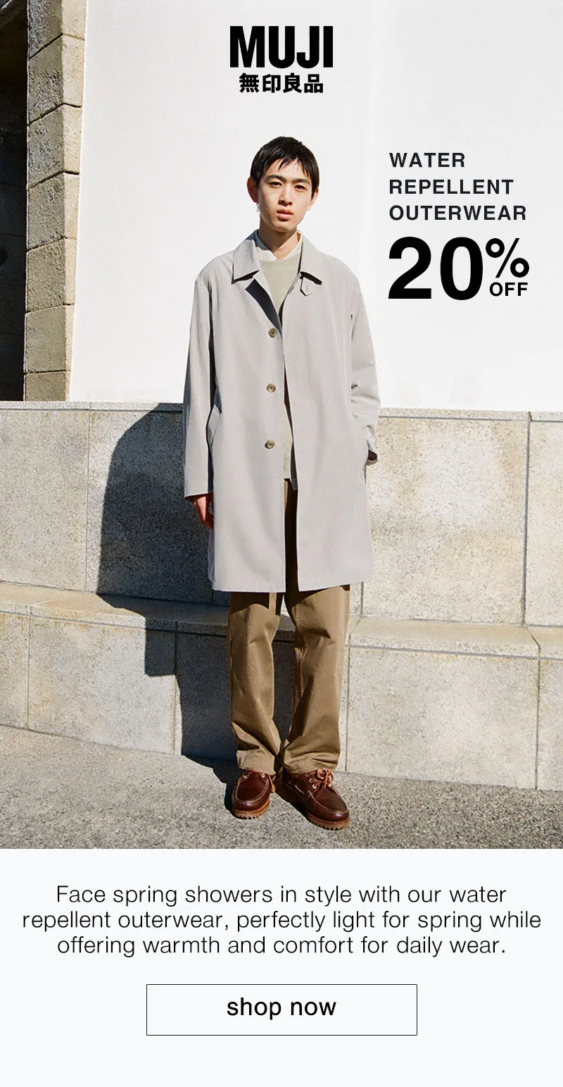 Shop 20% Off Water Repellent Outerwear