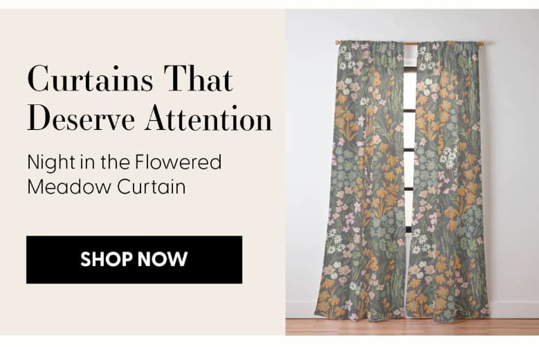 Night in the flowered meadow Curtain