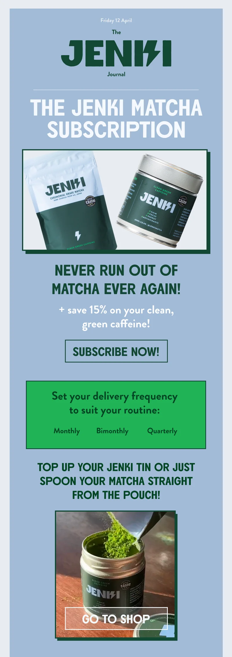 Matcha tin and pouch