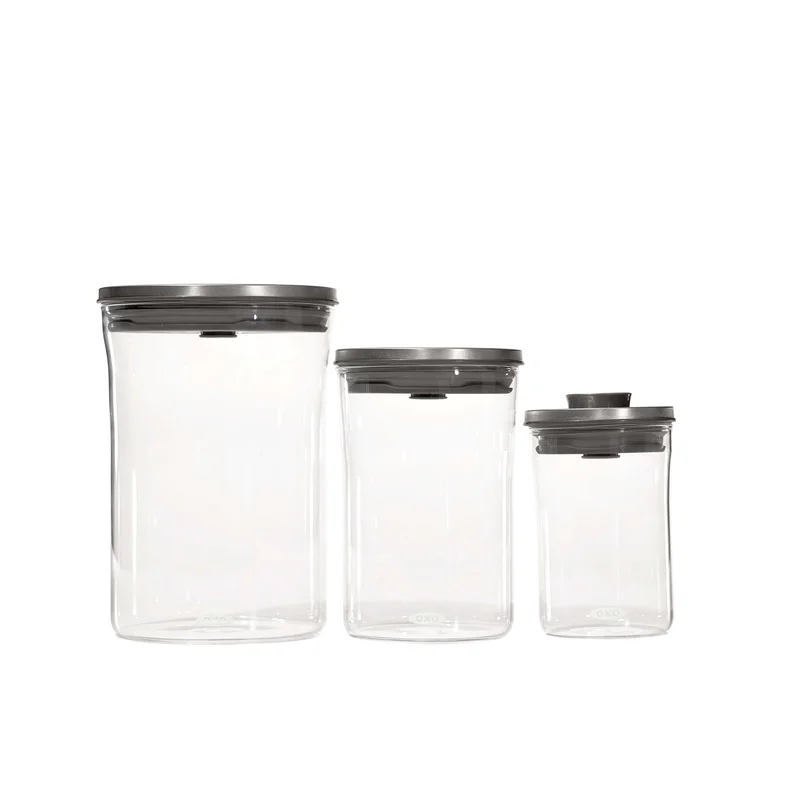 Image of Steel 3-Piece POP Round Canister Graduated Set