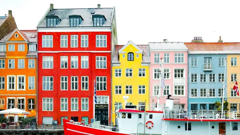 A row of colorful houses on a canal in Copenhagen