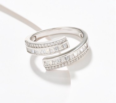 Diamonique Multi-Stone Bypass Ring, Sterling Silver Sterling Silver