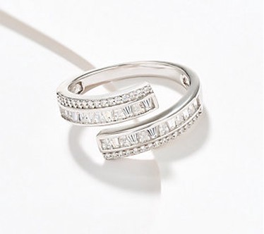 Diamonique Multi-Stone Bypass Ring  Sterling Silver