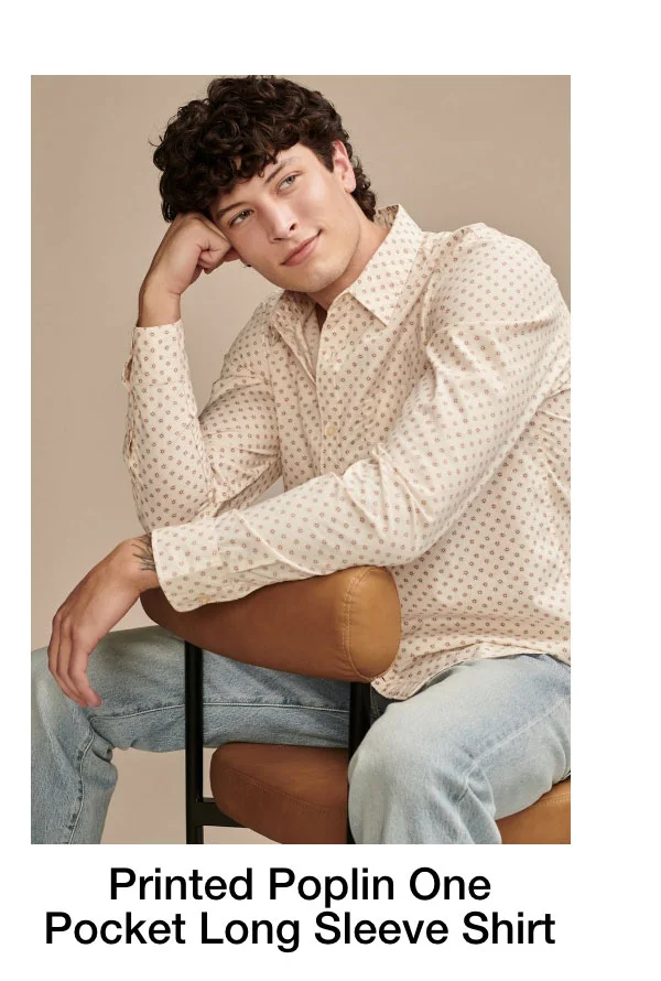 Printed Poplin One Pocket Long Sleeve Shirt