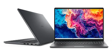 Two Dell Pro 16 Laptop computers at different angles.