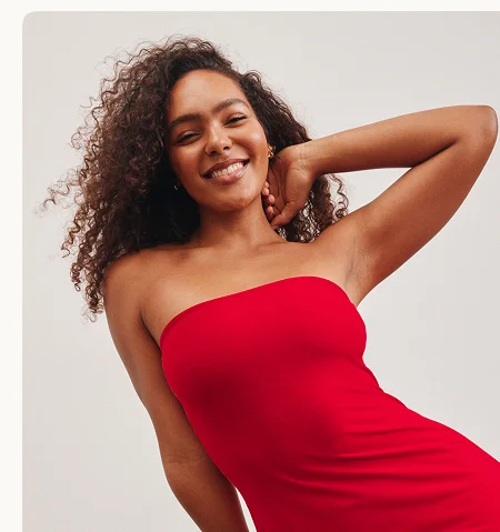 Spacedye Strapless Dress in Candy Apple Red Heather