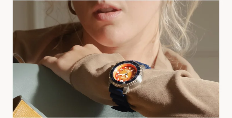The collection also features a performance-driven, Eco-Drive light-powered Promaster Dive. With a spirited orange dial, its style is equally at home on land or in the depths.