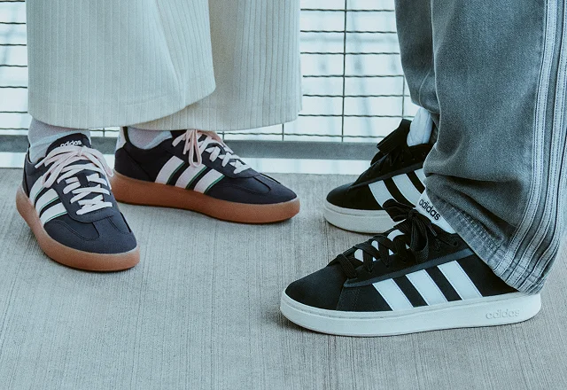 Close up of two pairs of shoes