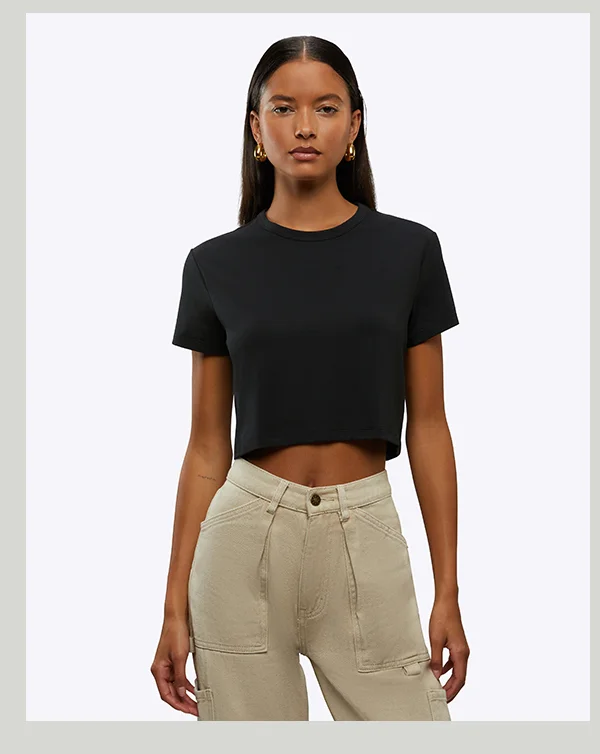 Black Almost Friday Tee Cropped