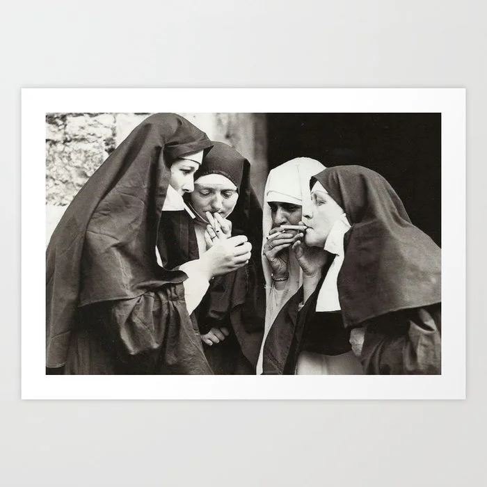 Nuns Smoking Art Print Art Print