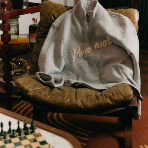 Grey Percival jacket on chair
