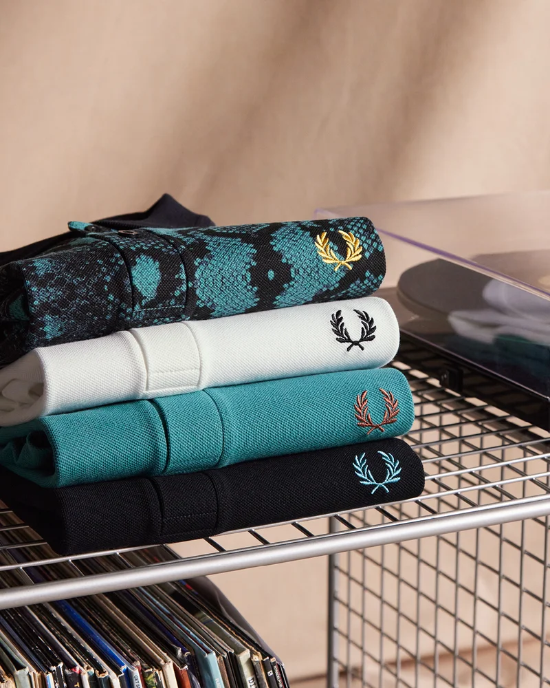 Folded stack of Fred Perry Shirts