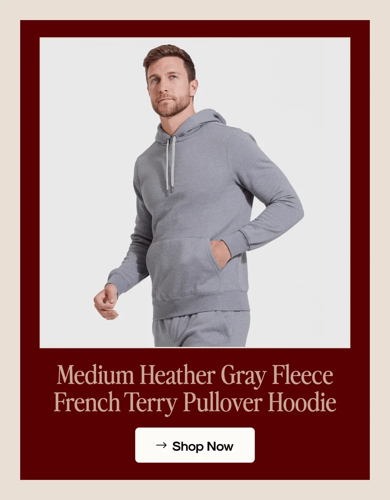 Medium Heather Gray Fleece French Terry Pullover Hoodie
