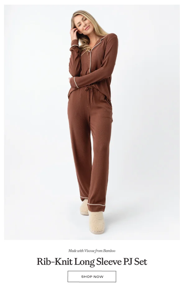 Rib-Knit Long Sleeve PJ Set - Shop Now Rib-Knit Long Sleeve PJ Set - Shop Now