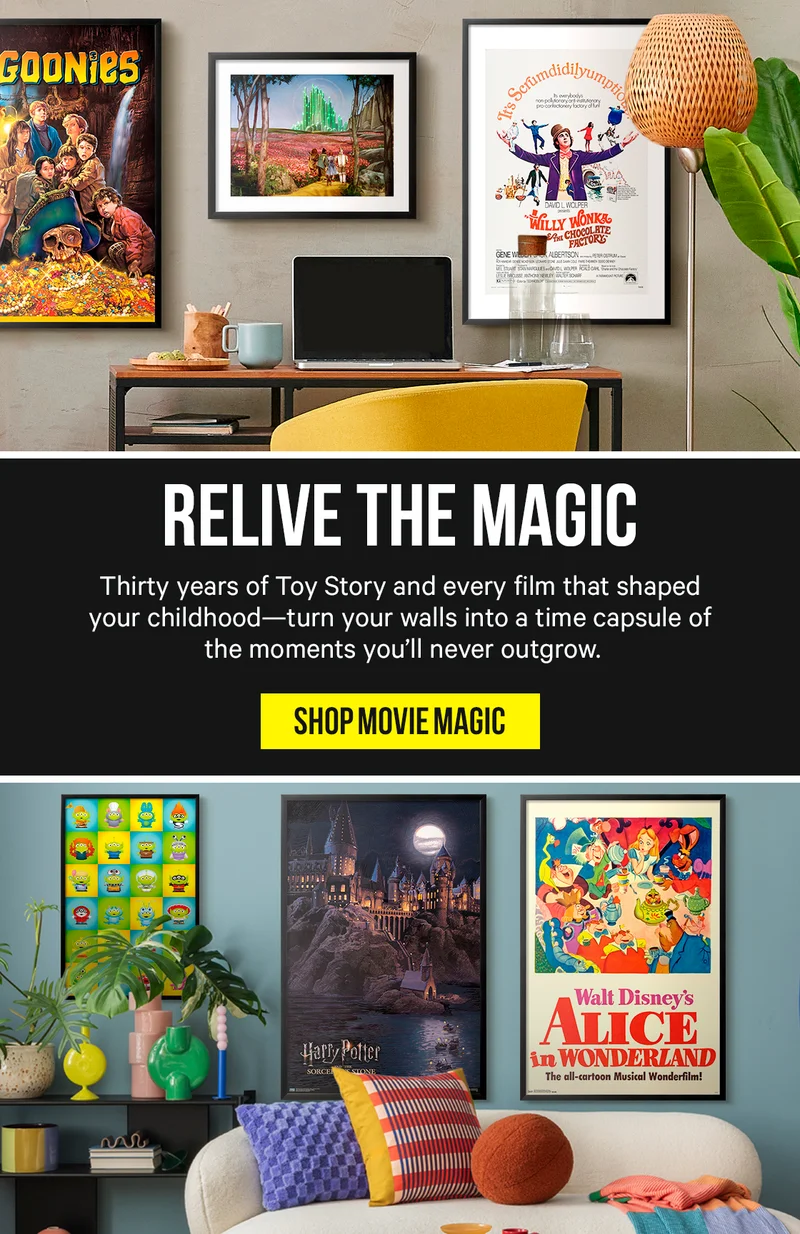 Relive the Magic: From Toy Story’s 30th anniversary to more movies that shaped your childhood, create a nostalgic gallery wall that’s equal parts past and present.