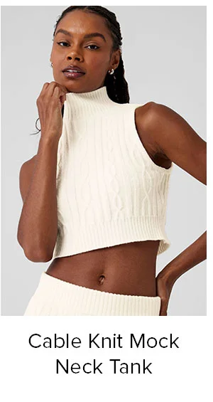 CABLE KNIT MOCK NECK TANK
