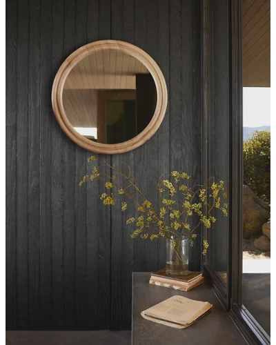 Bourdon Double-Framed Round Mirror - Natural