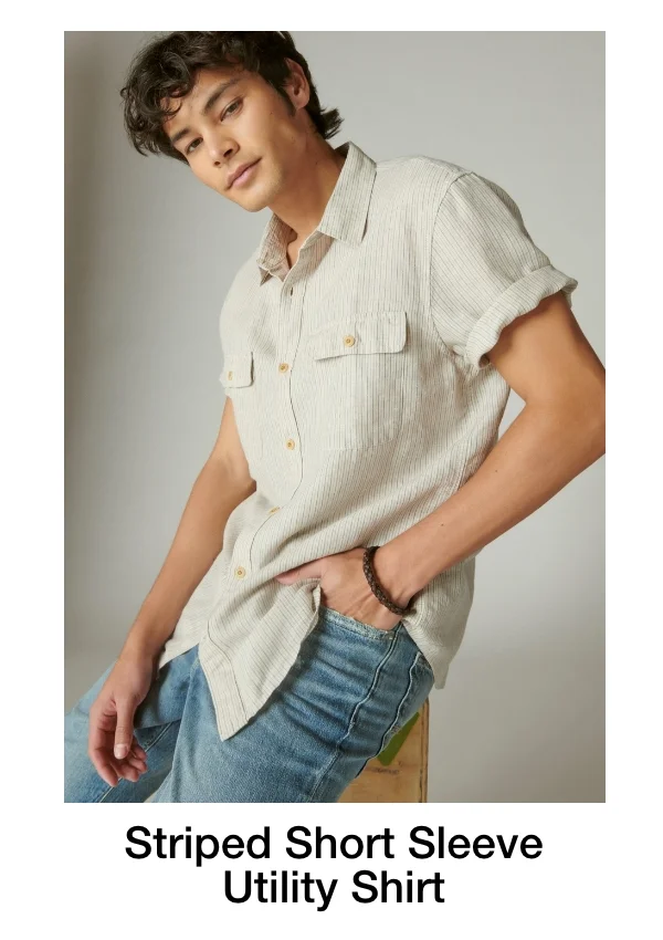 Striped Short Sleeve Utility Shirt