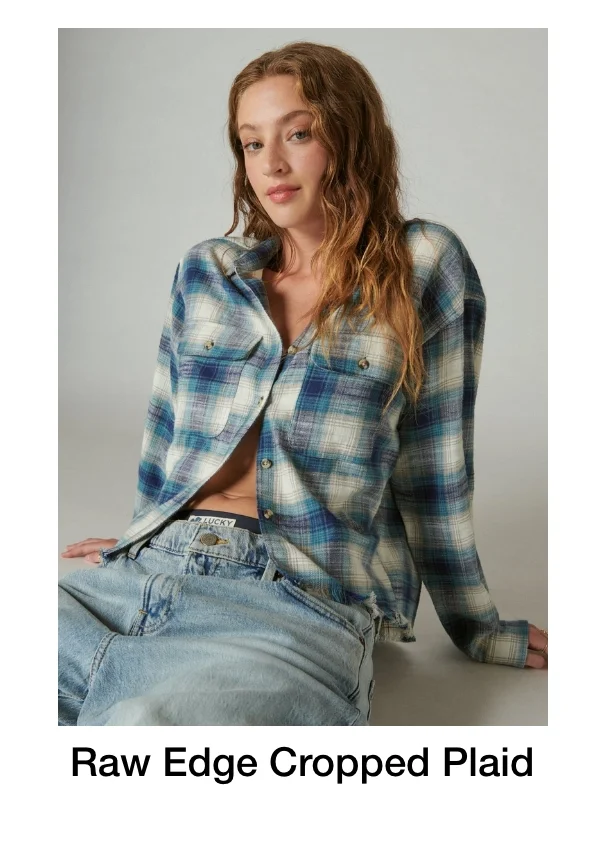 Raw Edge Cropped Plaid
