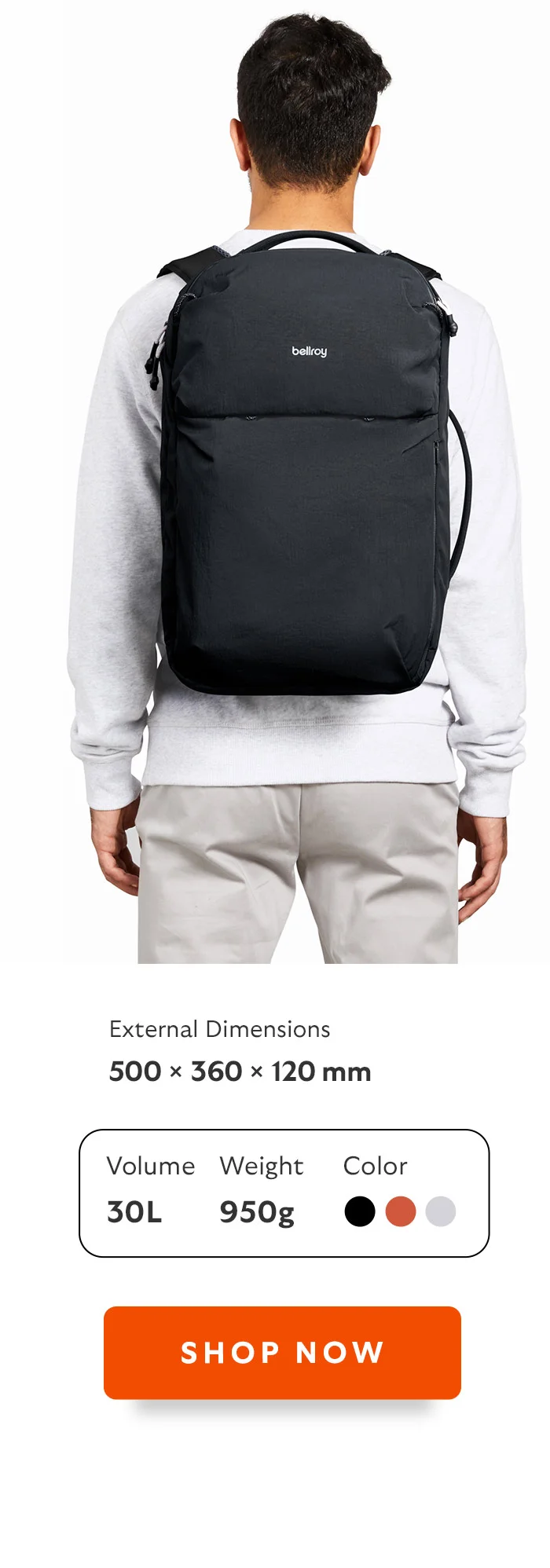 Volume: 30L Weight: 950g