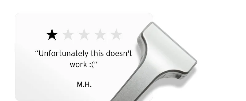 One star review.  “Unfortunately this doesn't work :("  M.H.
