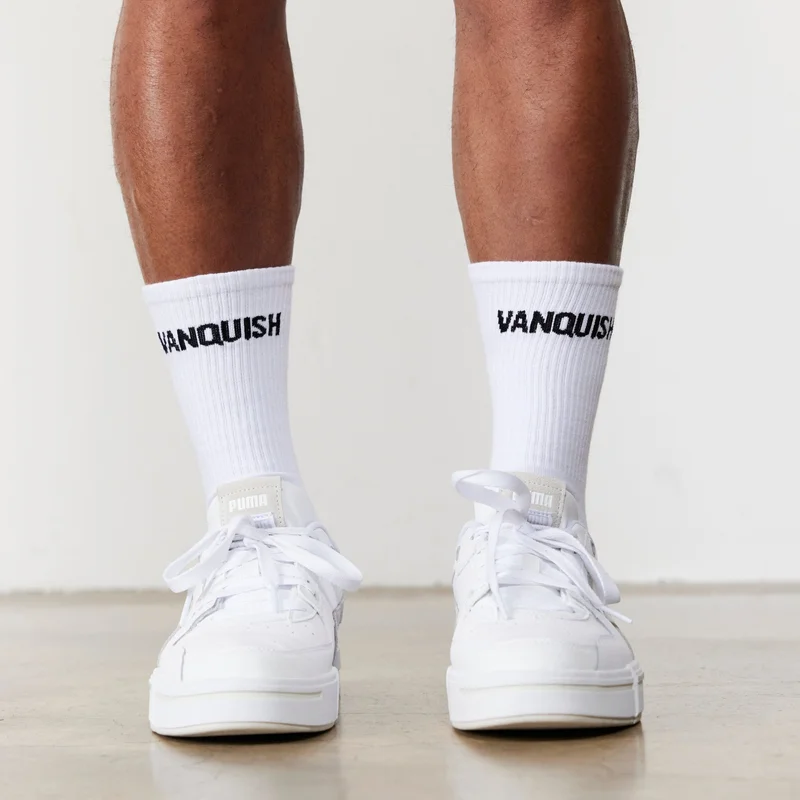 Image of Vanquish White Front Logo Organic Socks