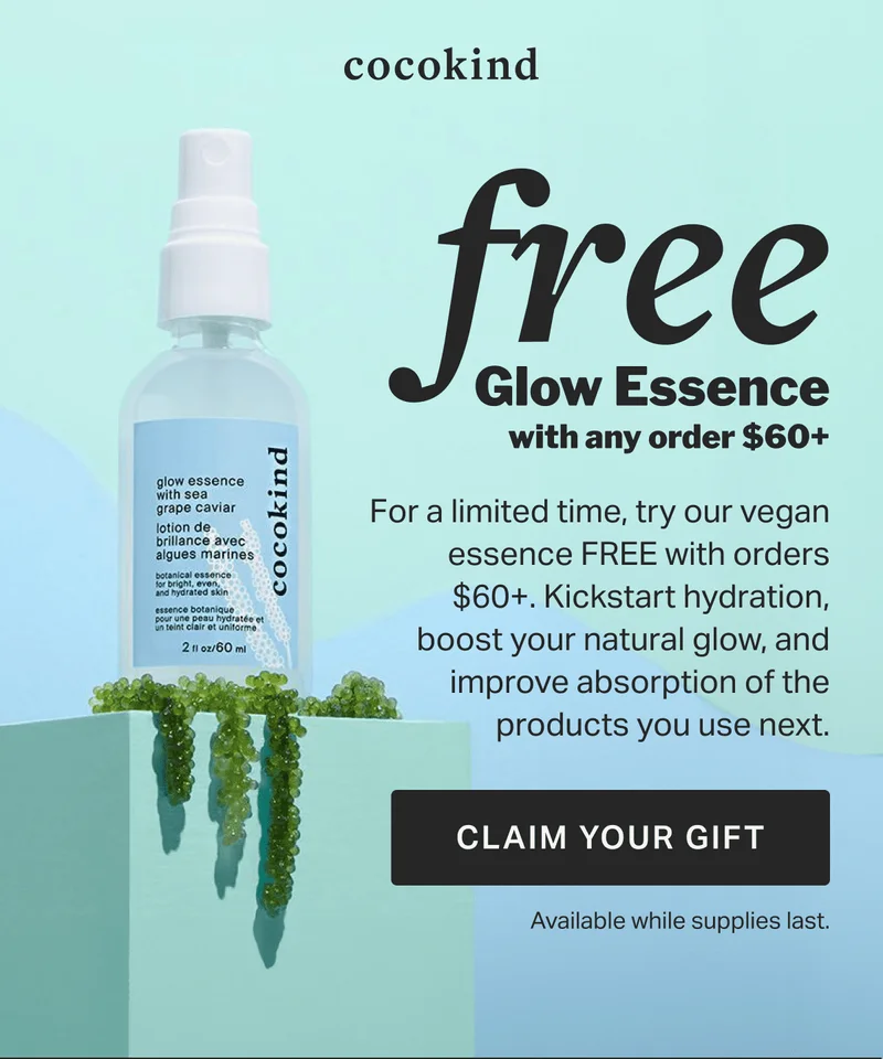 free Glow Essence with any orders $60+