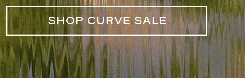 Abstract green and brown background with a white button reading "SHOP CURVE SALE." Click to find amazing deals in the Curve fashion sale.