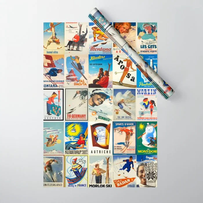 Vintage Skiing Posters Wrapping Paper Wrapping Paper