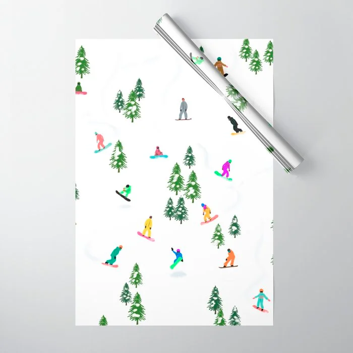 Freeride Snowboarders Illustration | Freeride Snowboarding Fun | Retro Snowboard Winter Ski Art Wrapping Paper Wrapping Paper