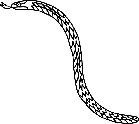 A line drawing of a snake