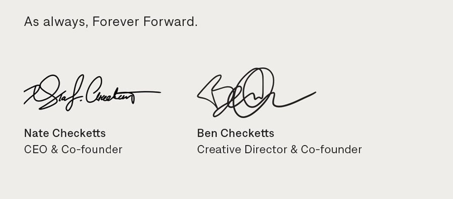 As always, Forever Forward. From Nate & Ben