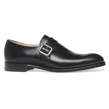 William II Single Buckle Monk in Black Calf Leather