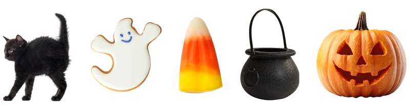 black car ghost cookie candy corn cauldron jackolantern