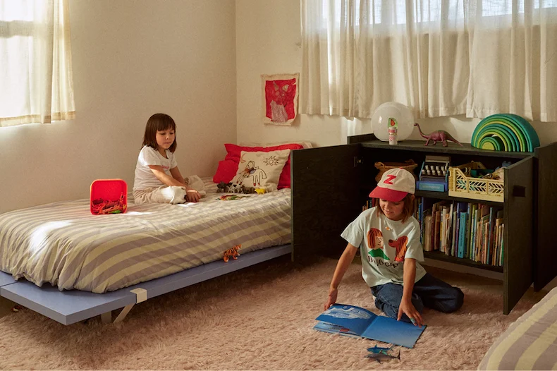 Bethany's kids playing in their room with their Floyd Beds.