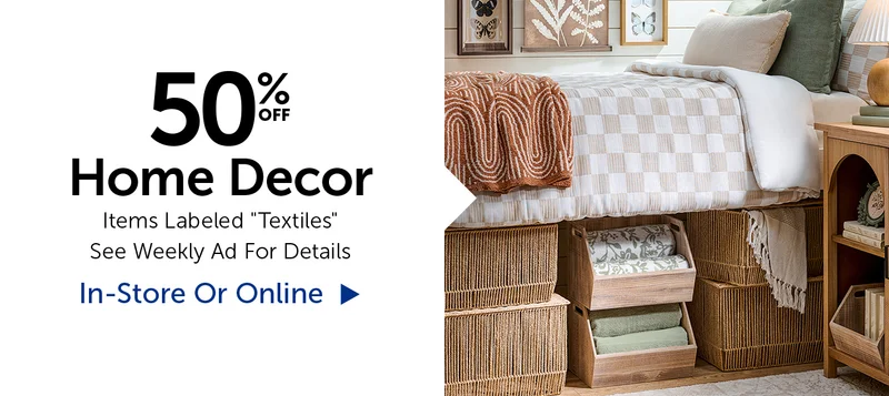 50% Off Home Decor - Items Labeled Textiles