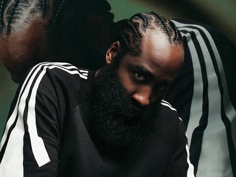 James Harden posing looking at the camera.