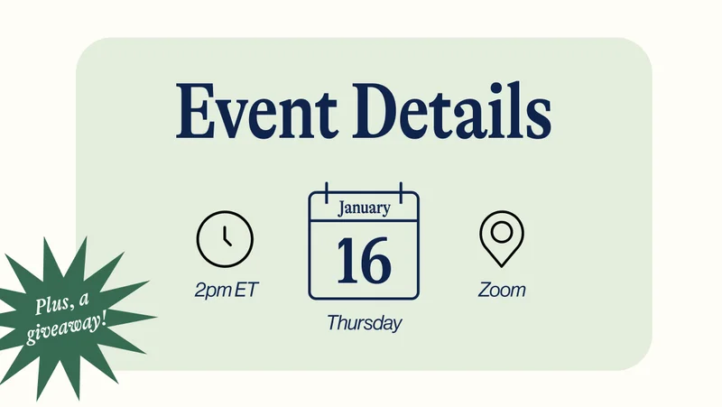 Enter To Win up to $174 in giveaway prizes! Event Details. THURSDAY JANUARY 16TH, 2PM ET, ZOOM.