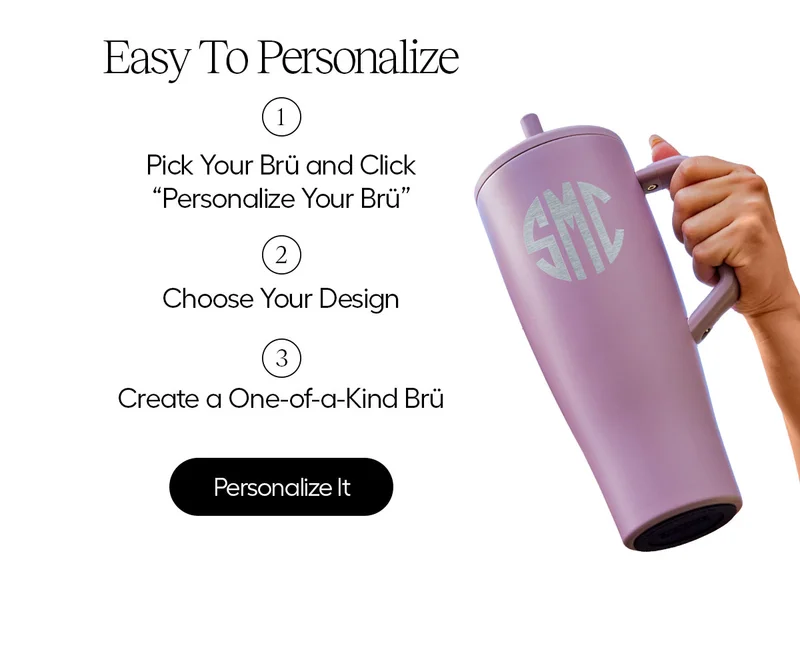 Easy To Personalize. 1: Pick Your Brü and Click "Personalize Your Brü" 2: choose Your Design, 3: Create a One-of-a-Kind Brü - Personalize it