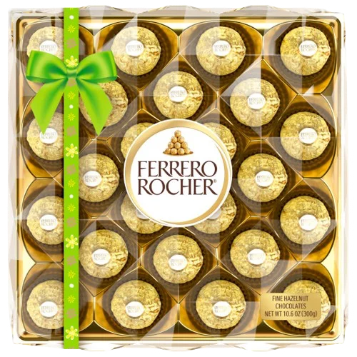 Image of Ferrero Rocher Fine Hazelnut Milk Chocolate Candy Glamond Gift Box (24 CT)