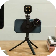 Image of a phone and light on tripod
