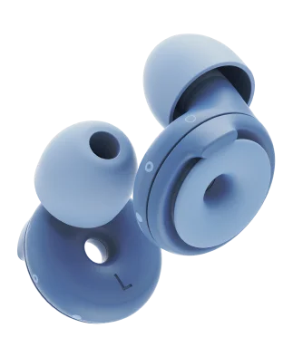 Two Loop Switch earplugs in Blue.