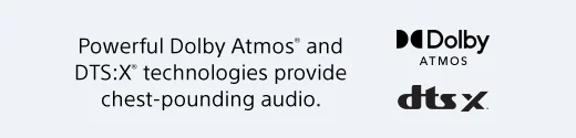 Powerful Dolby Atmos® and DTS:X® technologies provide chest-pounding audio.