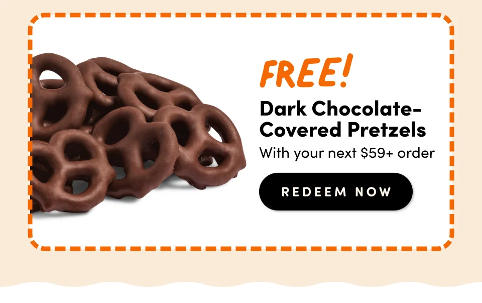 Free! Dark Chocolate-Covered Pretzels with your next $59+ order