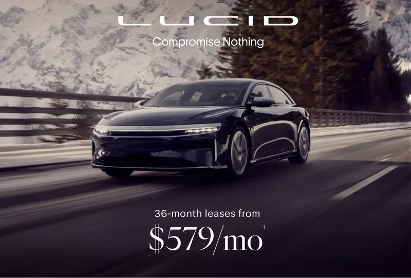 Lucid Motors | EPA est. range up to 420 mi(1) varies by trim | Charge up to 200 miles 17 min(2) varies by trim | Max power 430 hp (3) varies by trim | 0-60 MPH 4.5 secs(3) varies by trim