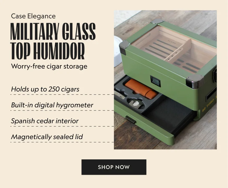 Military Glass Top Humidor