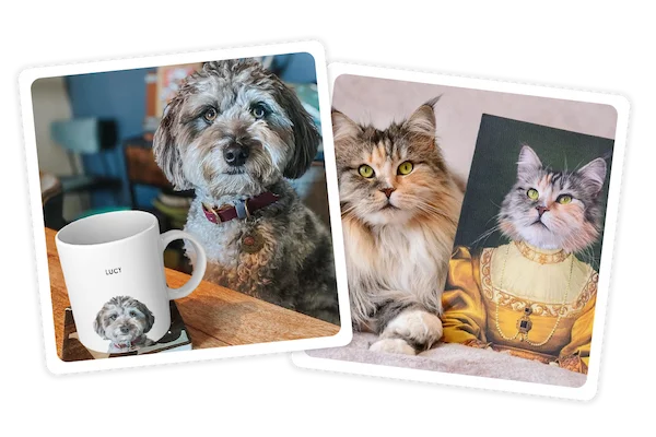 Customer photos of the Modern Pet Portrait and The Golden Girl
